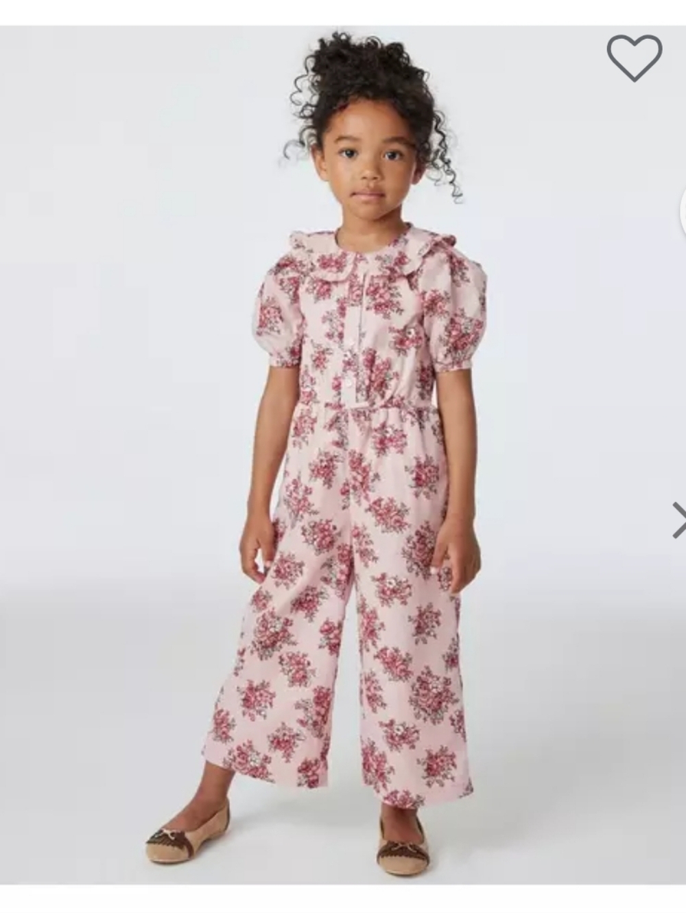 Girls Pink Floral Jumpsuit